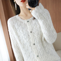 Cardigan 100 Pure Cashmere Round Neck Hollow Jacket