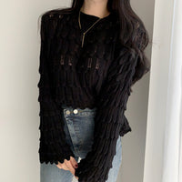 Round Neck Sleeve Feather Flared Sleeve Sweater Women