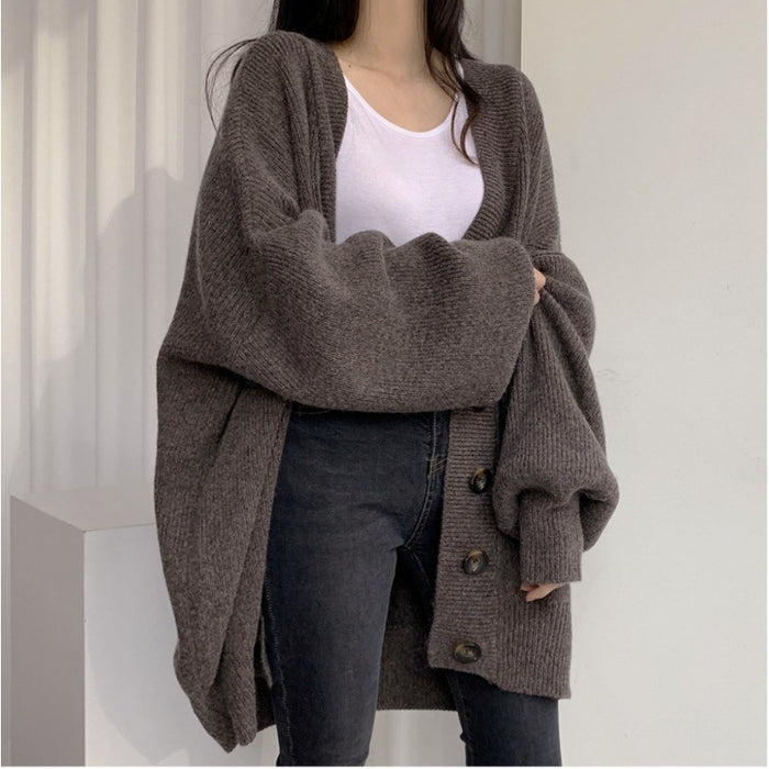 Lazy Style Single Breasted Loose Sweater