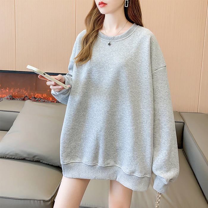 Women's Solid Color Round Neck Plus Size Loose Sweater