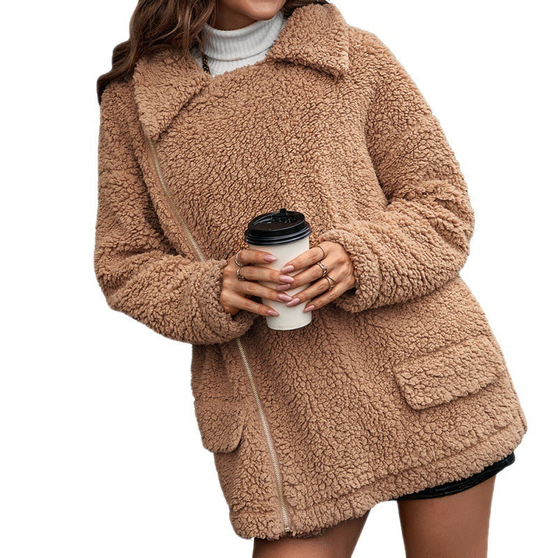 Loose Thickened Bubble Fleece Zipper Plush Coat