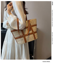 Women's Large Capacity Fashion Shoulder Woven Bag