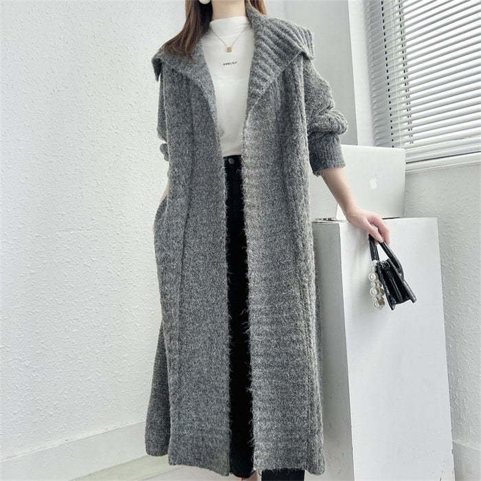 Long Knitted Cardigan Coat Women's Plus Size