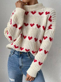 Loose Heart Jacquard Pullover