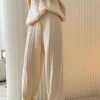 Women's Lazy Twisted High Waist Wide Leg Knitted Pants