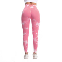 Women's Fashionable Simple Tie-dye Printed High Waist Hip Lift Sports Running Fitness Pants