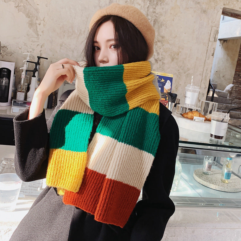 Rainbow horizontal stripes scarf