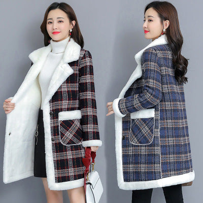 Cashmere Like Thickened Medium Length Cotton Padded Jacket