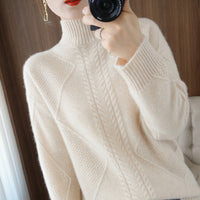 New Style High Neck Ladies Cashmere Sweater Fashion Loose