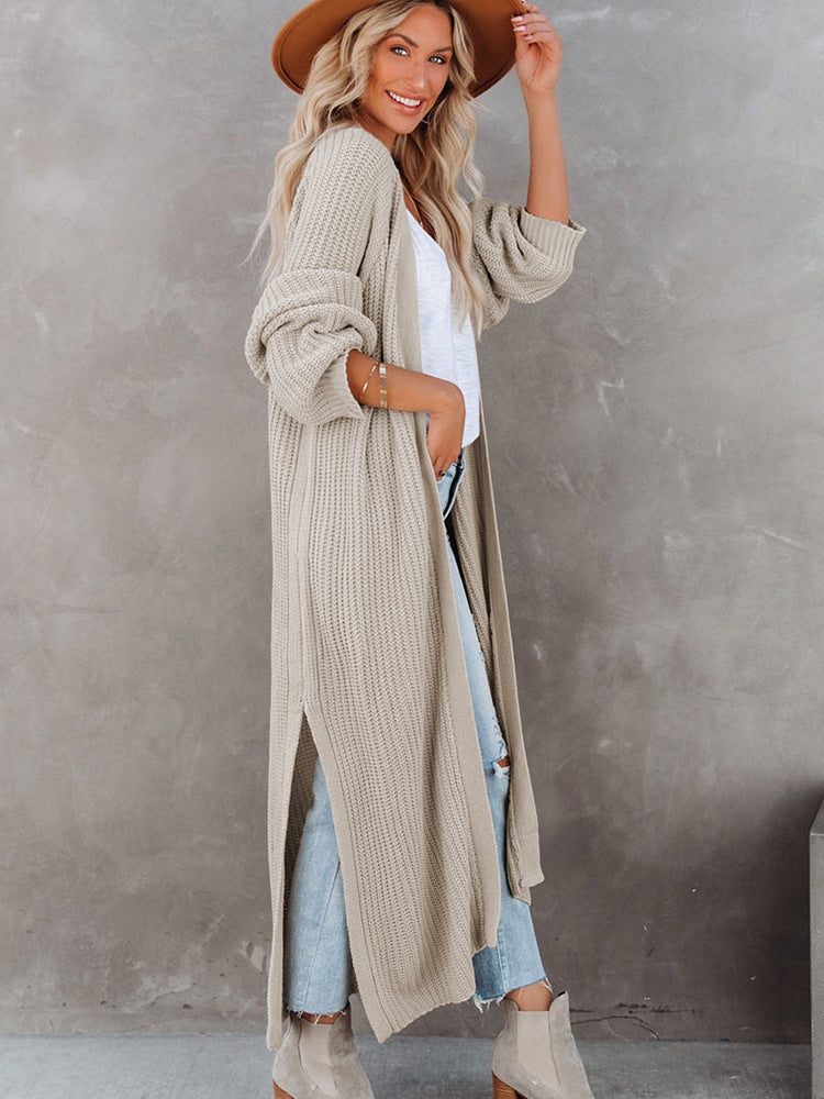 Women's Autumn Leisure Loose Split Long Cardigan Sweater