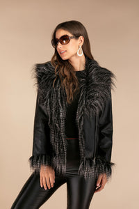 Imitation raccoon fur sheepskin leather jacket