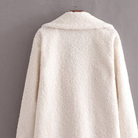 Fashion Simple Pure Color Women's Lapel Wool Coat