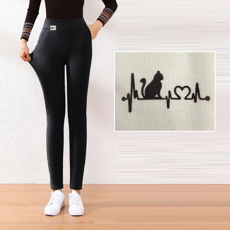 Women's Fashion Simple High-waisted Tight-fitting Warm Pants