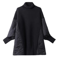 Foreign Style High Collar Splicing Sweater Women's Korean Version