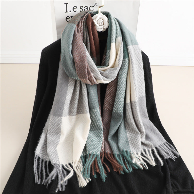 Winter New Scarf Cashmere Check Pattren All-match Color Matching Scarf