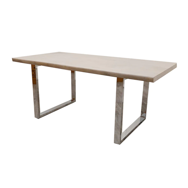 Freya 1.8 Dining Table Solid Light Pine wood with Chrome Metal Legs