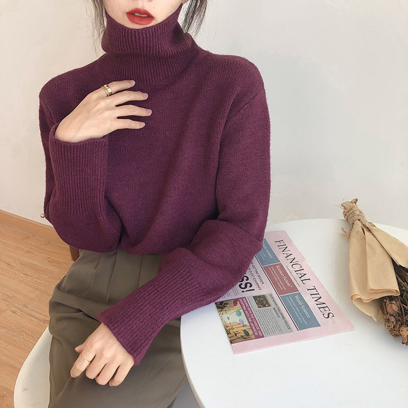 Turtleneck Sweater Women's Pullover Loose Long Sleeves