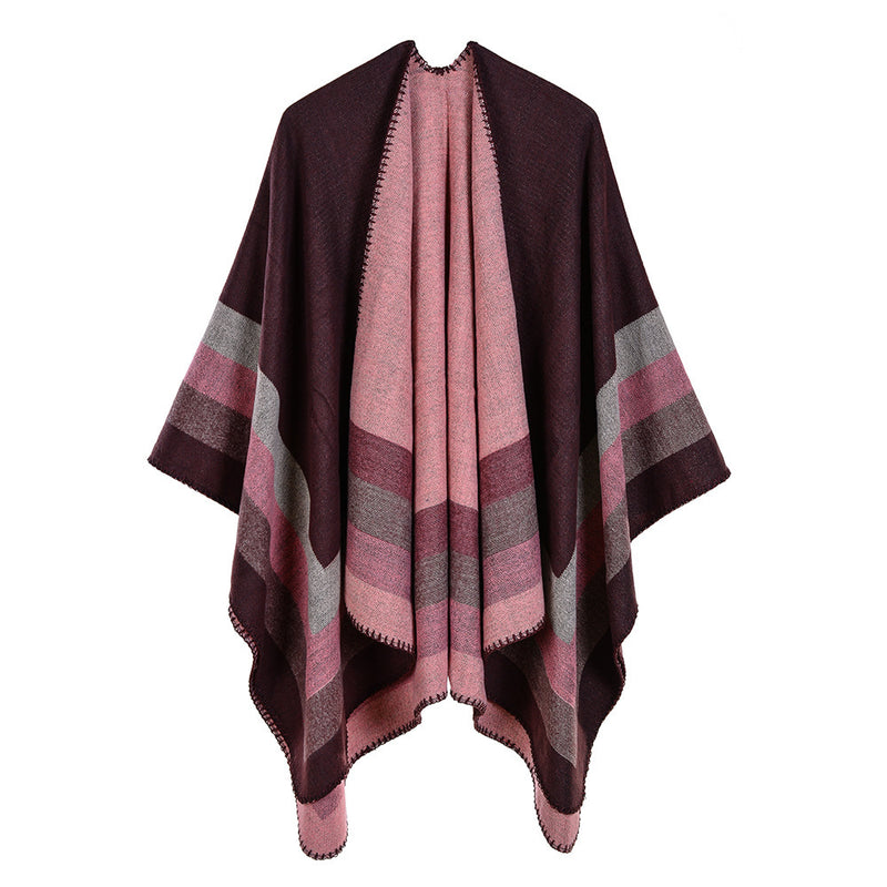 Four-bar large frame split cashmere cloak