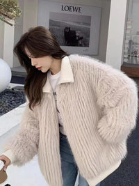 Women's Mosaic Mink Fleece Hooded Coat