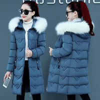 Slim Slimmer Hooded Big Fur Collar Plus Size Cotton Jacket Trendy