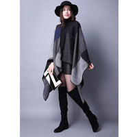 Autumn And Winter Scarf Wild Plaid Ladies Travel Shawlimitation Cashmere Ethnic Wind Split Thick Cloak