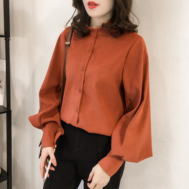 Women's Simple Elegant Solid Color Long Sleeve Shirt