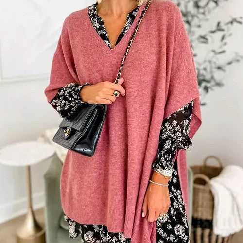 Cloak Cover V-neck Loose Sweater Top