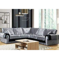 Milan Sofa Crushed Velvet Silver/Black Corner