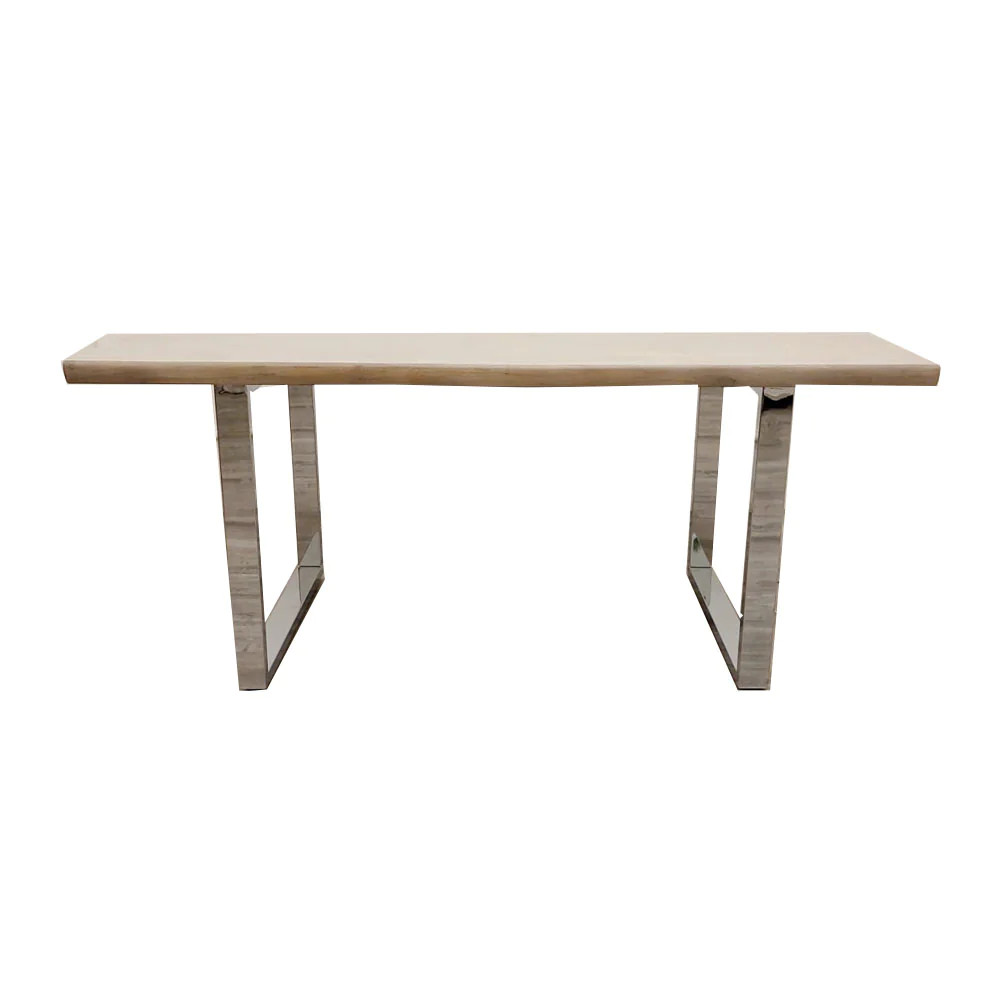 Freya 1.8 Dining Table Solid Light Pine wood with Chrome Metal Legs