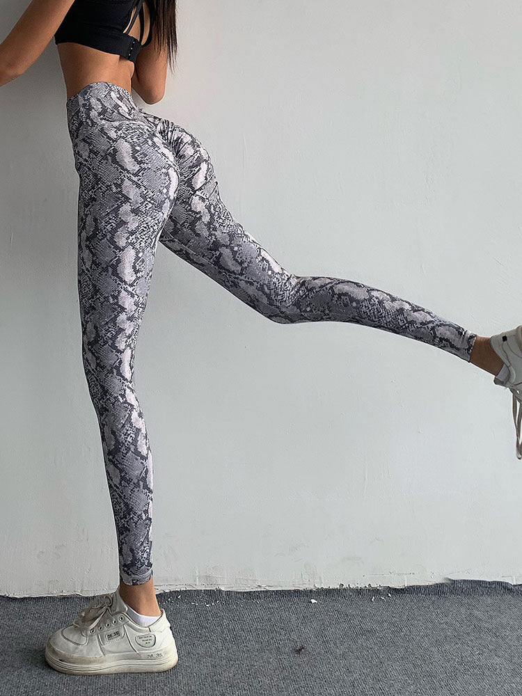 Fitness Pants Female Snakeskin Leopard Print High Waist Leggings