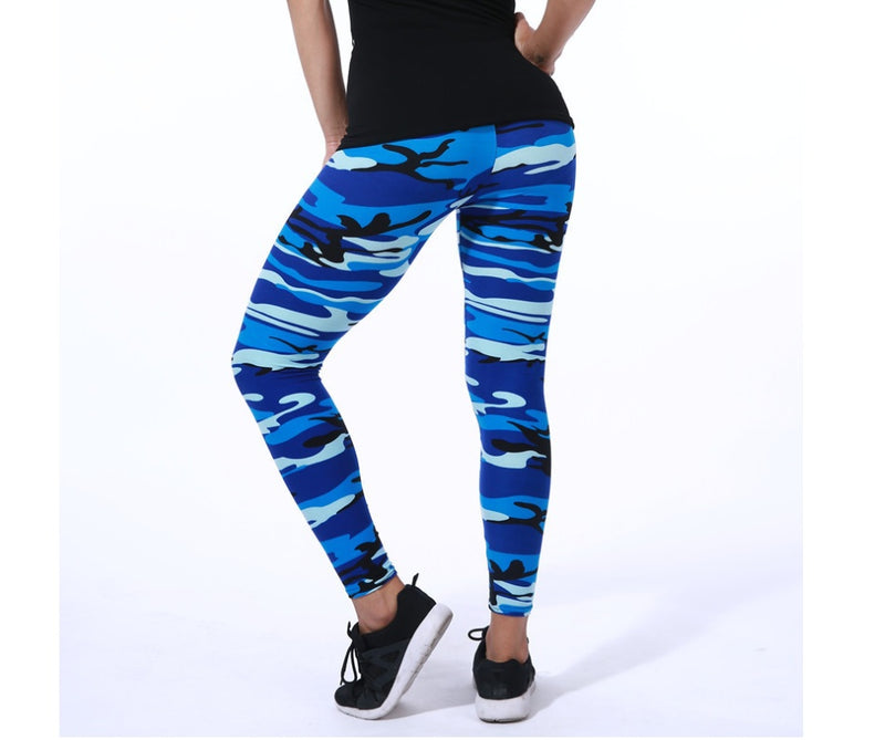 European and American fashion camouflage printed flower leggings