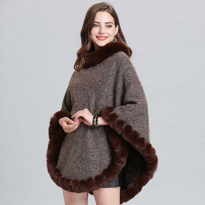 Knit sweater cloak shawl coat women