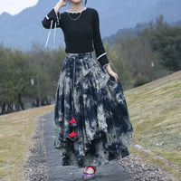 Ethnic Style Women's Cotton And Linen Printed Skirt