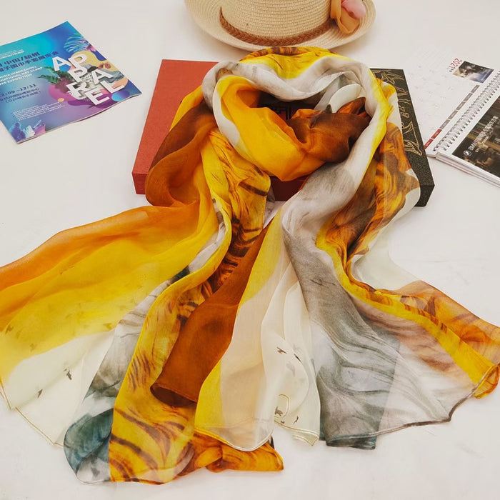 Women's Autumn Digital Inkjet Printing  Silk Scarf