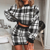 European And American Women's Fashion Sweater Two-piece Set