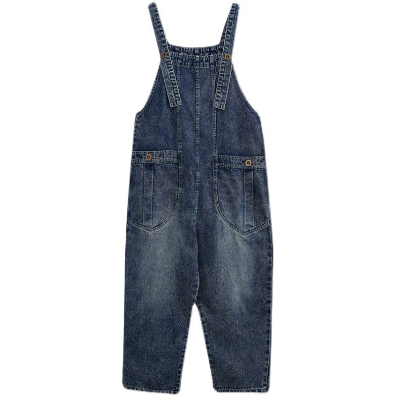 Women's Literary And Artistic Denim Overalls Retro Plus Size Loose