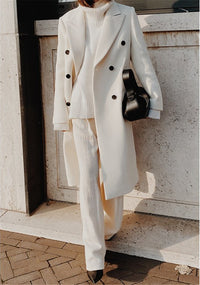 Two-color Long-sleeved Woolen Coat Women's Clothing