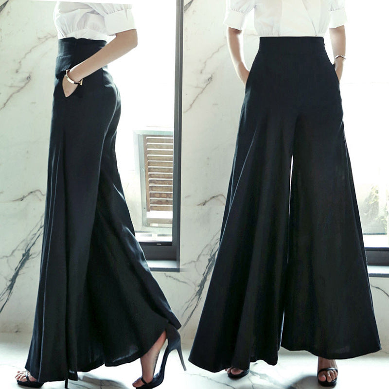 Hemp yarn wide-leg pants