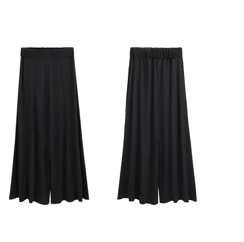 High waist nine points casual pants wide leg pants