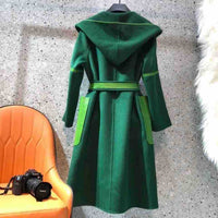 British style slim slimming belt contrast color fight leather coat women