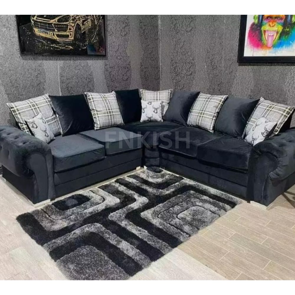 Verona Black Chesterfield Sofa Double Corner