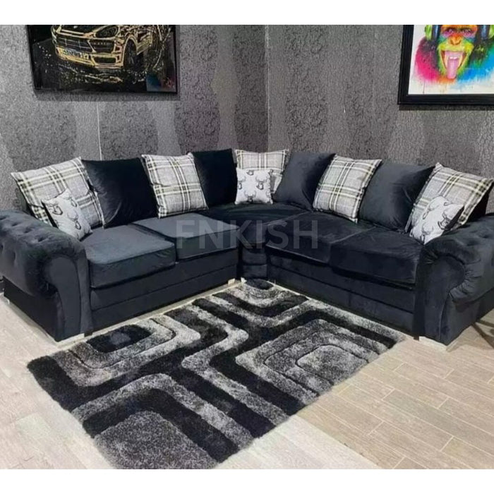 Verona Black Chesterfield Sofa Double Corner