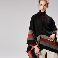 Four-bar large frame split cashmere cloak