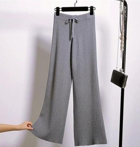 Drop knit wide-leg pants