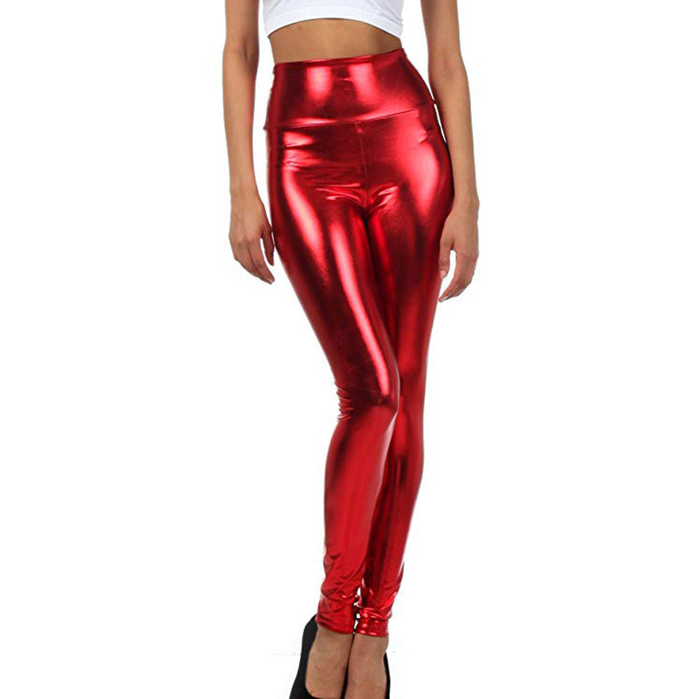 Bright Leather Women's High Waist Pants