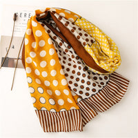 Scarf Literary Retro Small Dot Circle Hit Color Dual-use Cotton And Linen Feel