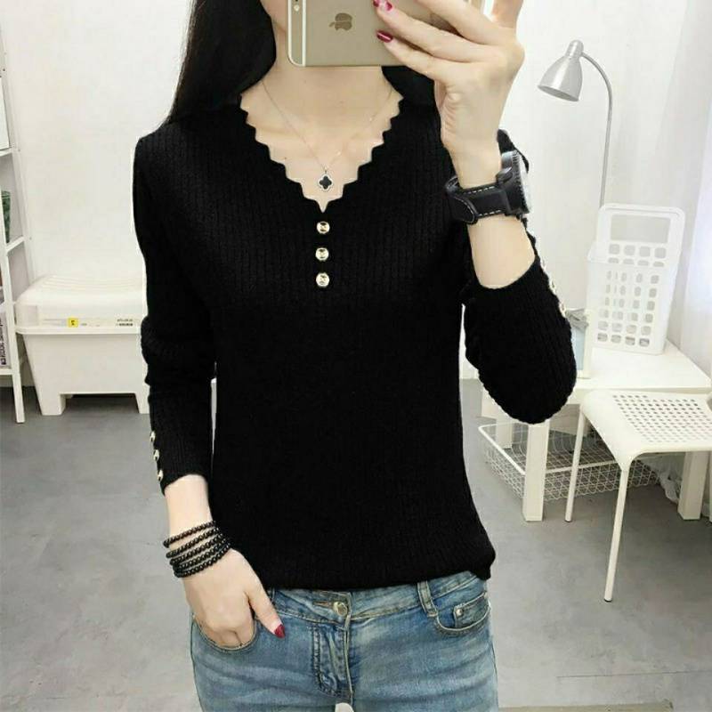 Solid Color Slim Bottoming Knitted Sweater