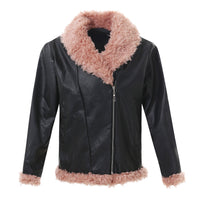 Imitation raccoon fur sheepskin leather jacket