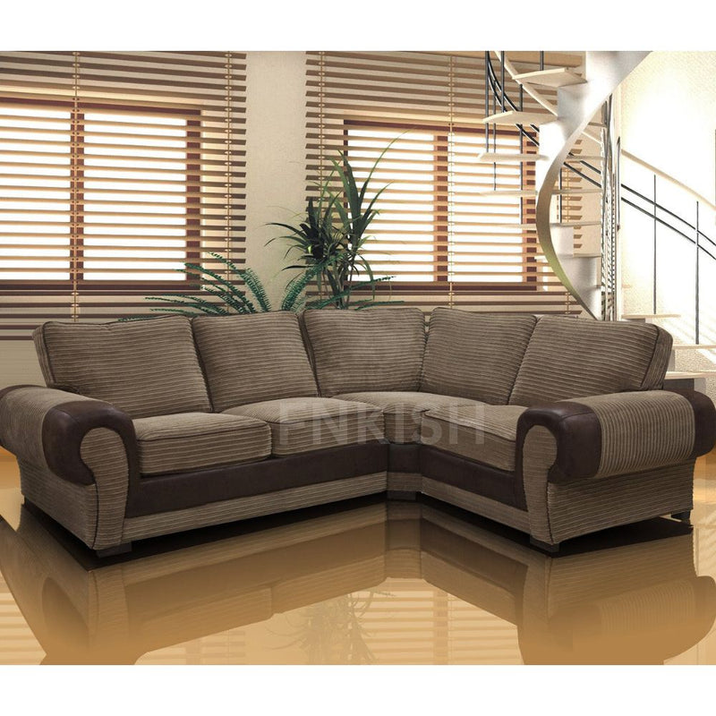 Tango Jumbo 4 Seater Left Corner Brown Sofa With High Back Cushions