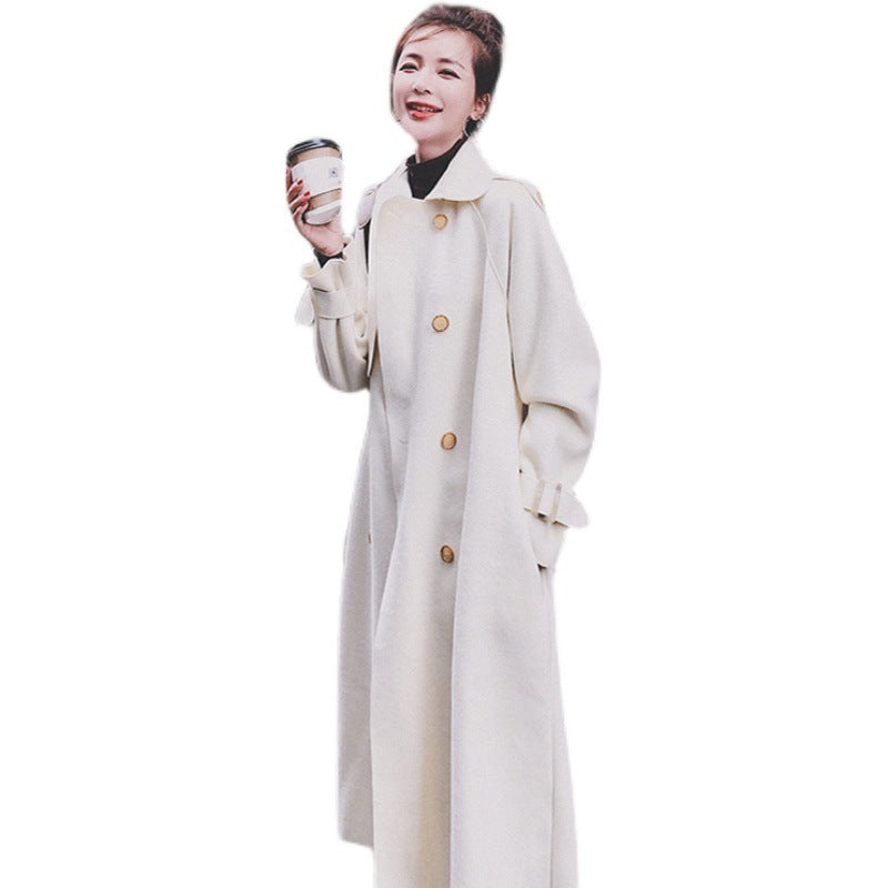 Loose And Versatile Mid-length Woolen Coat With High-end Temperament